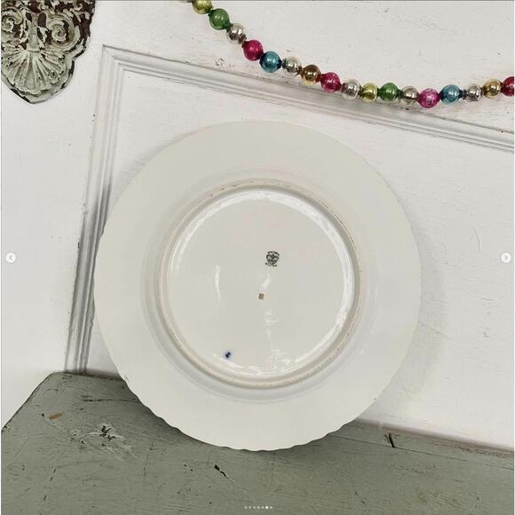 Antique Porcelain Cabinet Plate Flow Blue Hand Painted Cherub Kaufmann Austria - Picture 6 of 7